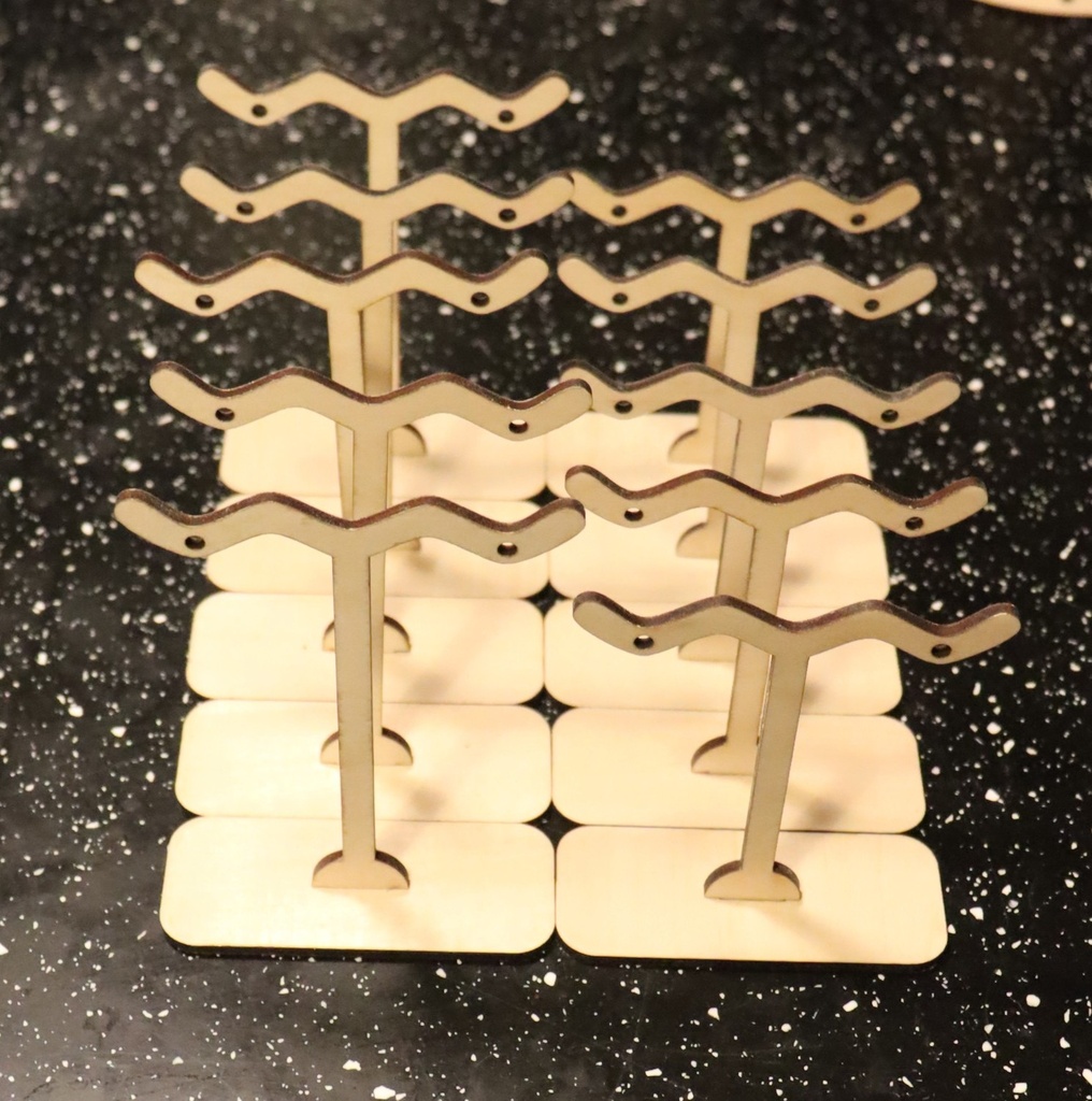 Présentoir individuel à boucles d'oreilles en bois (5 à 15 cm)