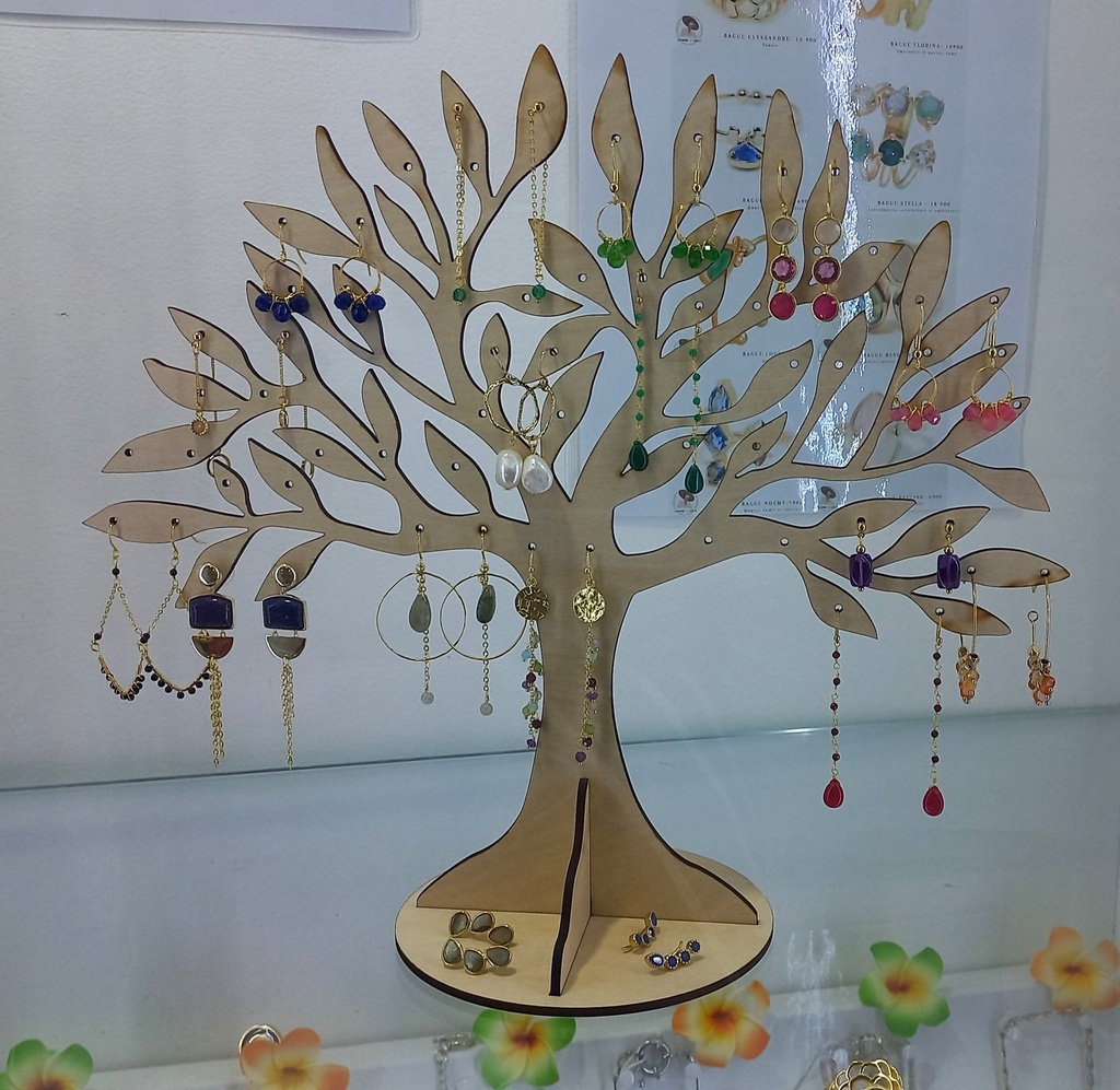 Présentoir arbre pour boucles d'oreilles en bois
