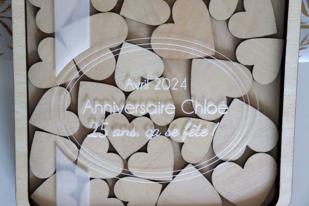 Livre d'or en bouteille de champagne personnalisé en bois & acrylique