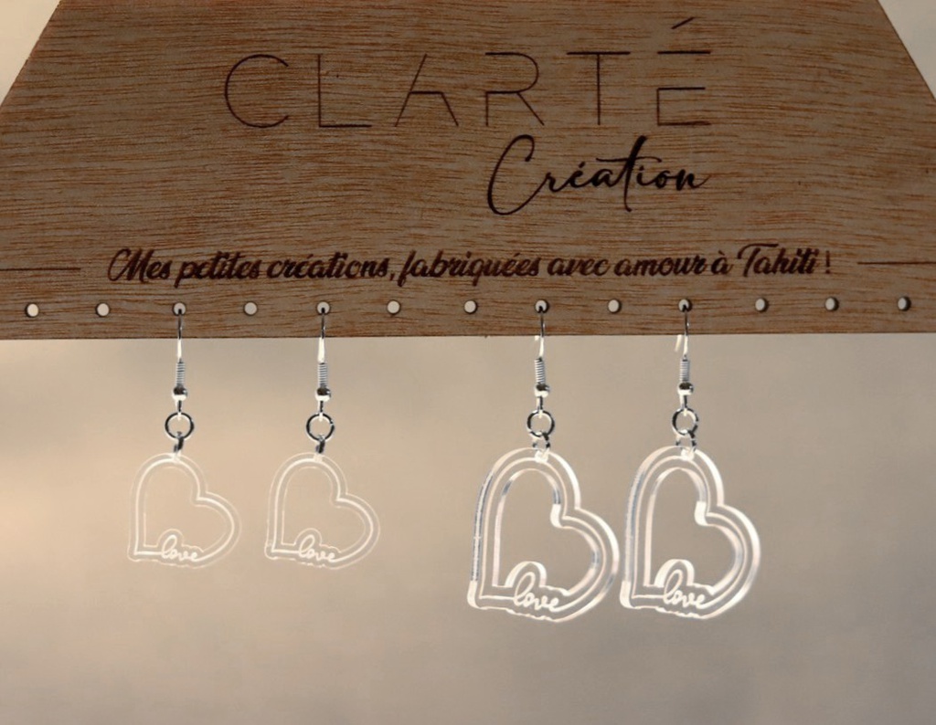 Boucles d'oreilles "love" plexi