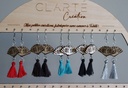 Boucles d'oreilles chinoises éventail "Harmonie / Joie" bois