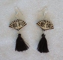 Boucles d'oreilles chinoises éventail "Harmonie / Joie" bois