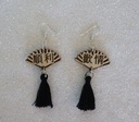 Boucles d'oreilles chinoises éventail "Harmonie / Joie" bois