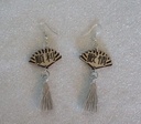 Boucles d'oreilles chinoises éventail "Harmonie / Joie" bois