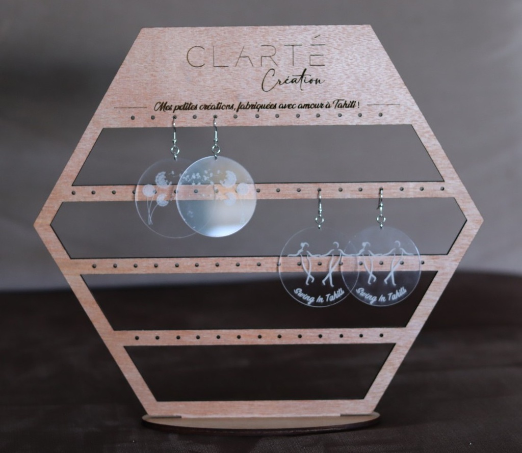 Portant pour boucles d'oreilles personnalisé en bois