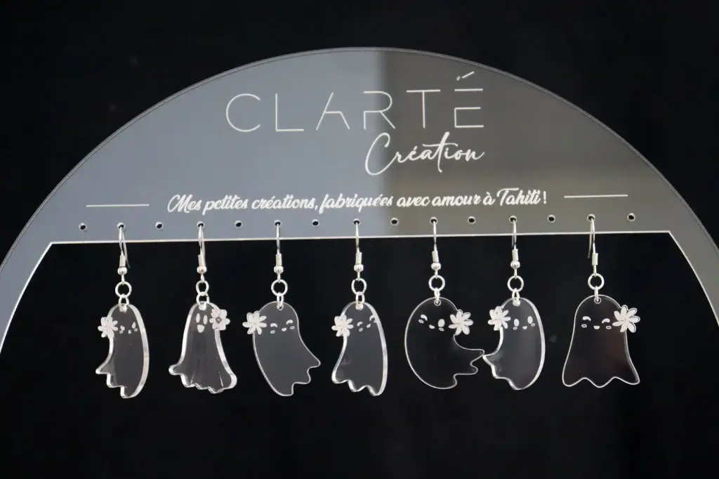 [BOFA001] Boucles d'oreilles fantômes acrylique (Transparent)