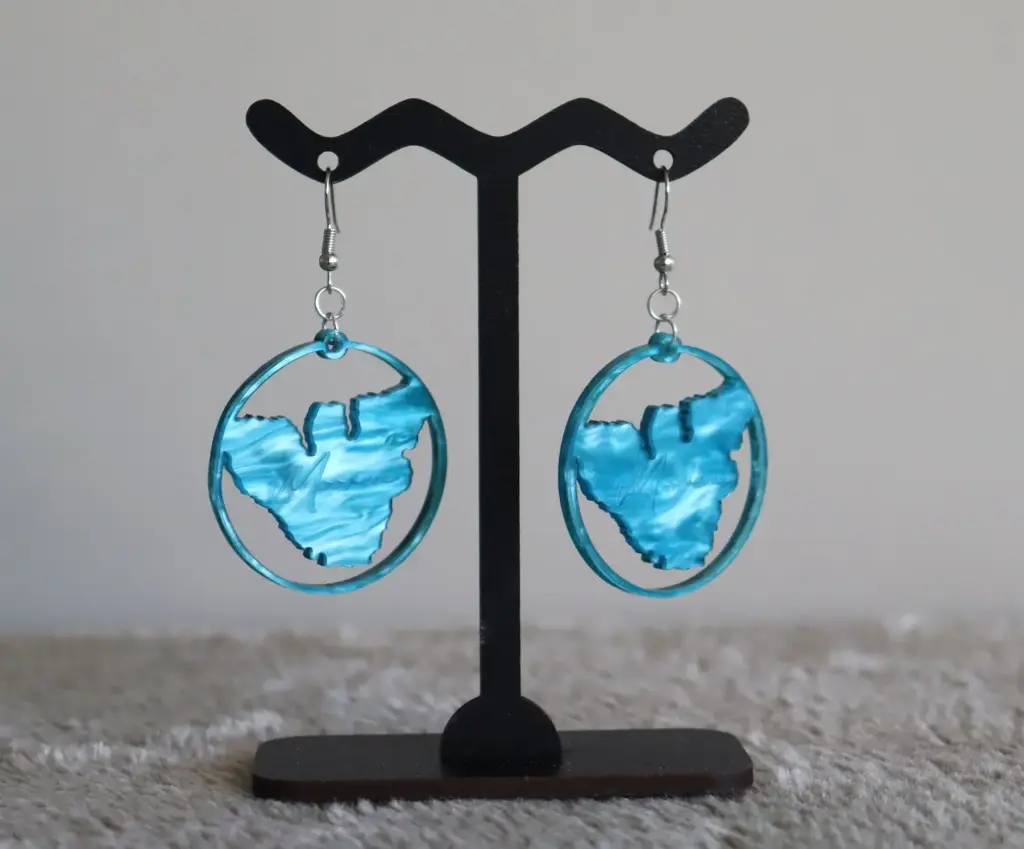 [BOBLMR001] Boucles d'oreilles Moorea rondes acrylique bleu