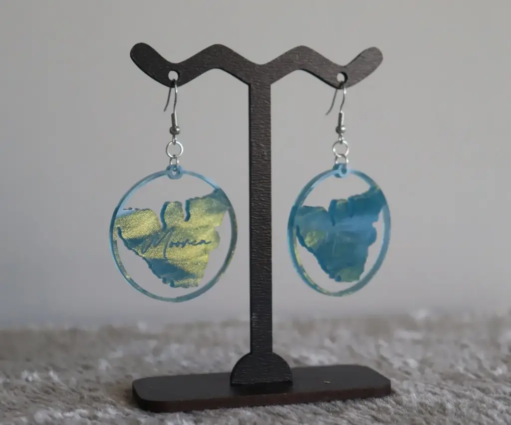 Boucles d'oreilles Moorea rondes acrylique bleu Navy