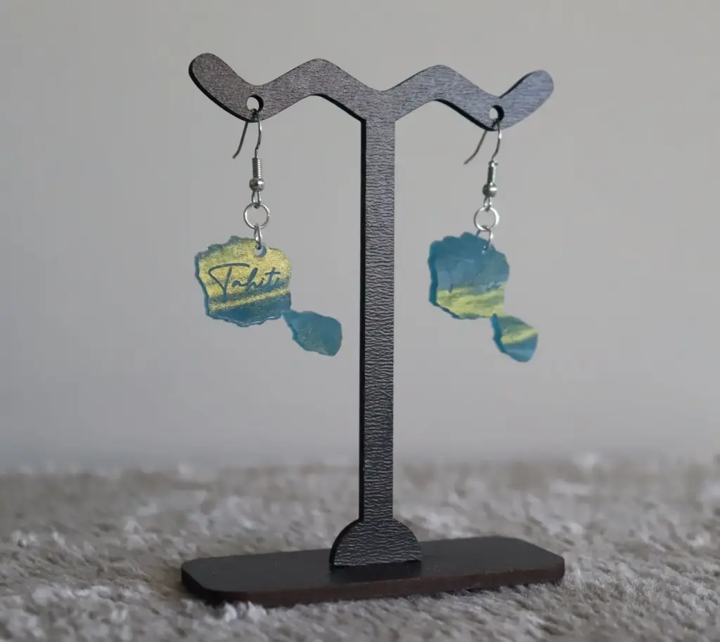 [BOBNTM001] Boucles d'oreilles Tahiti map acrylique bleu Navy