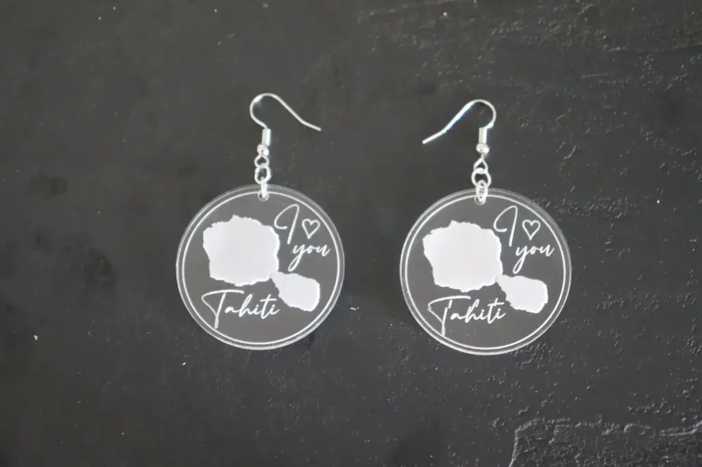Boucles d'oreilles I love you Tahiti acrylique