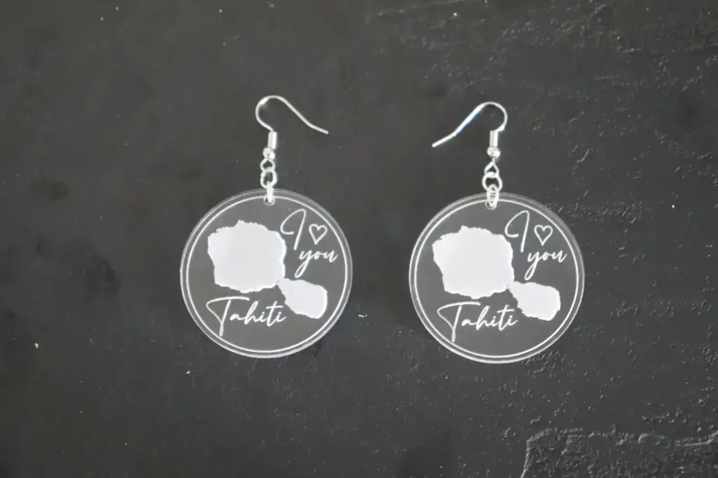 Boucles d'oreilles I love you Tahiti acrylique