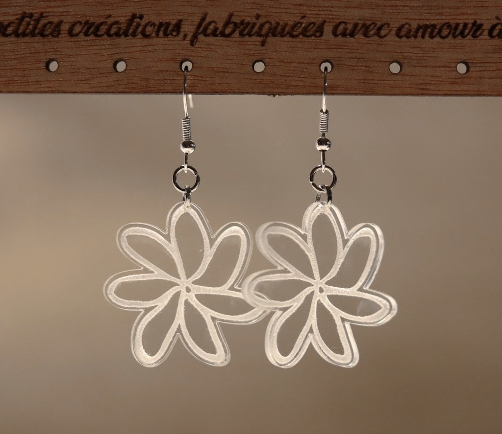 Boucles d'oreilles fleur de tiare acrylique