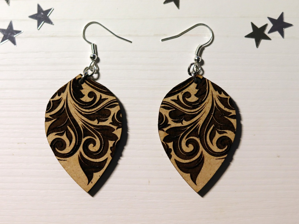 Boucles d'oreilles florales bois