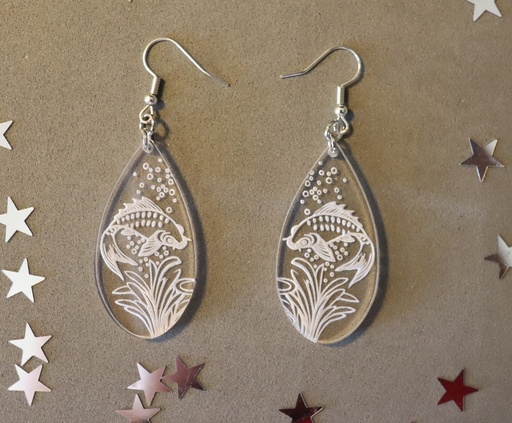Boucles d'oreilles poisson rouge plexi