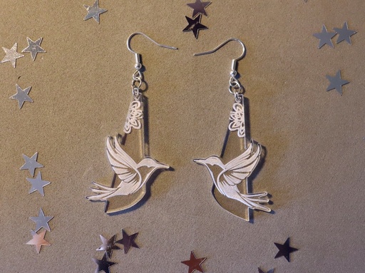 Boucles d'oreilles oiseau acrylique