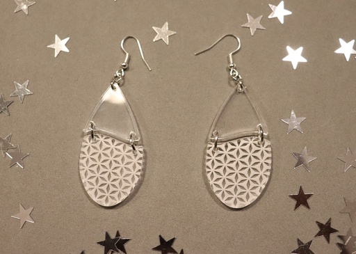 Boucles d'oreilles motifs floraux / ananas acrylique