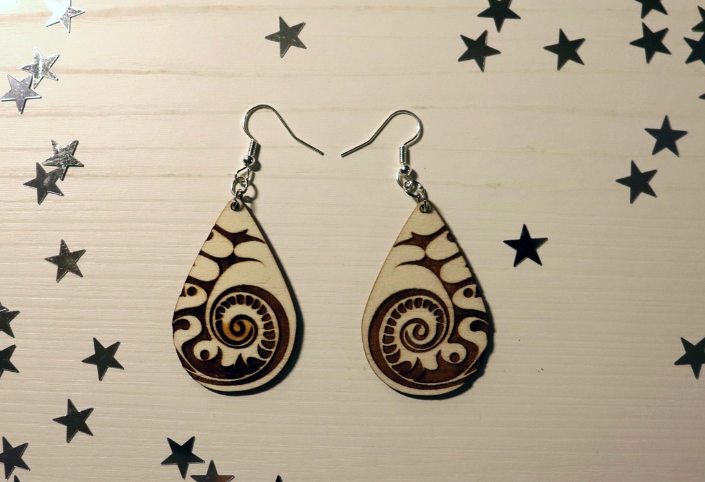 Boucles d'oreilles coquillage bois