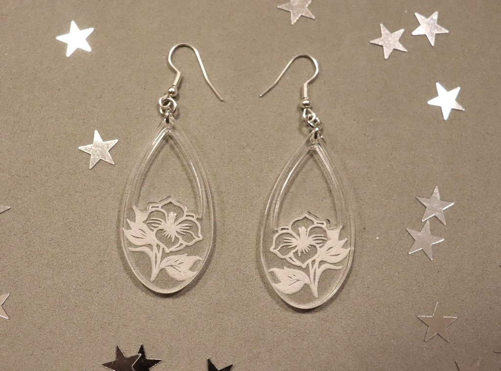Boucles d'oreilles fleurs en plexi