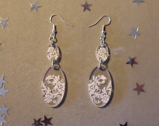 Boucles d'oreilles fleurs 2 parties plexi