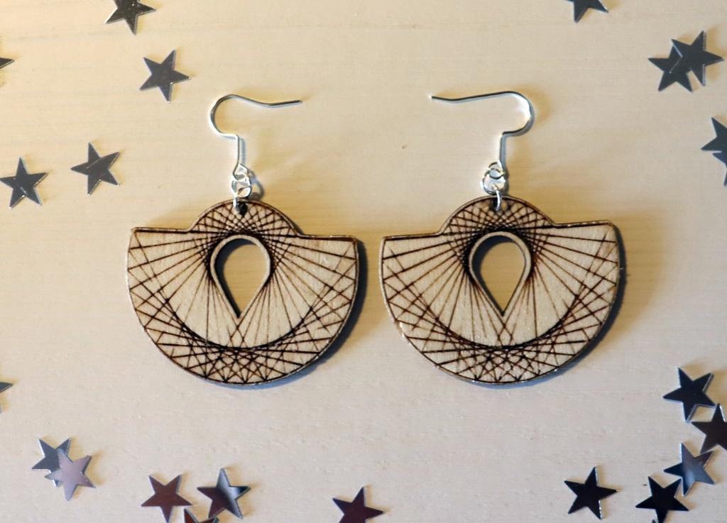 Boucles d'oreilles géométriques bois