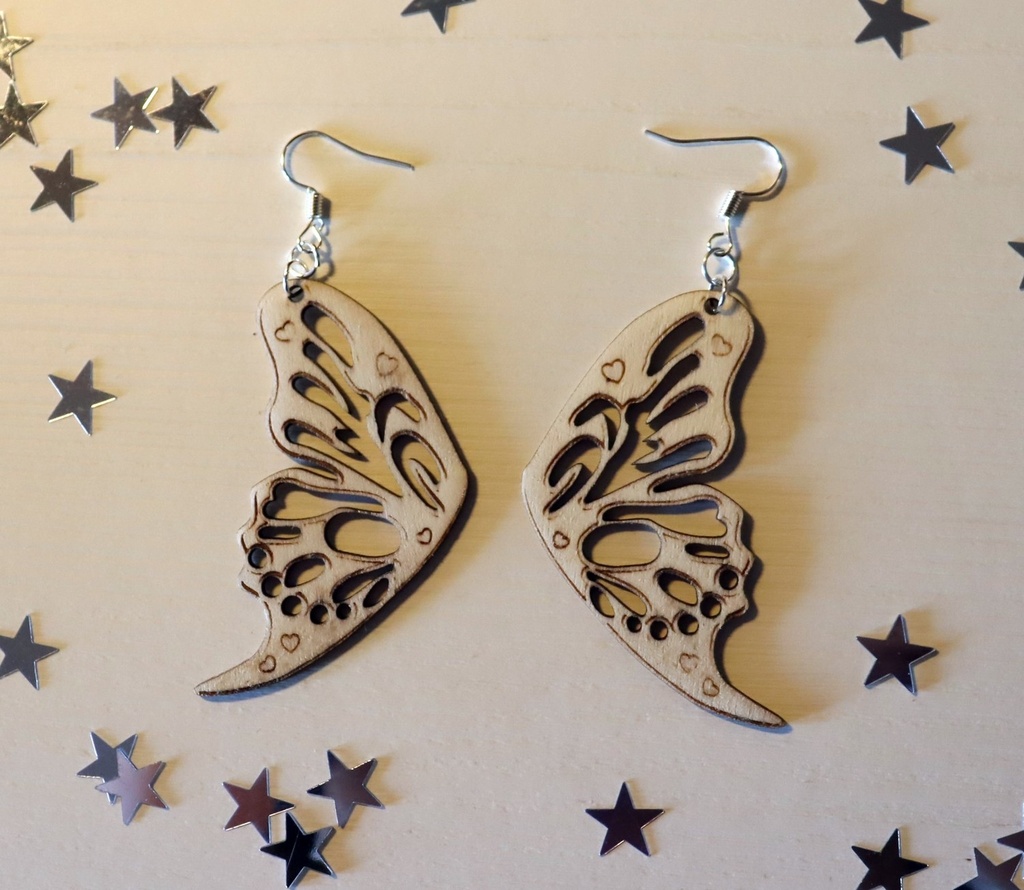 Boucles d'oreilles papillons bois