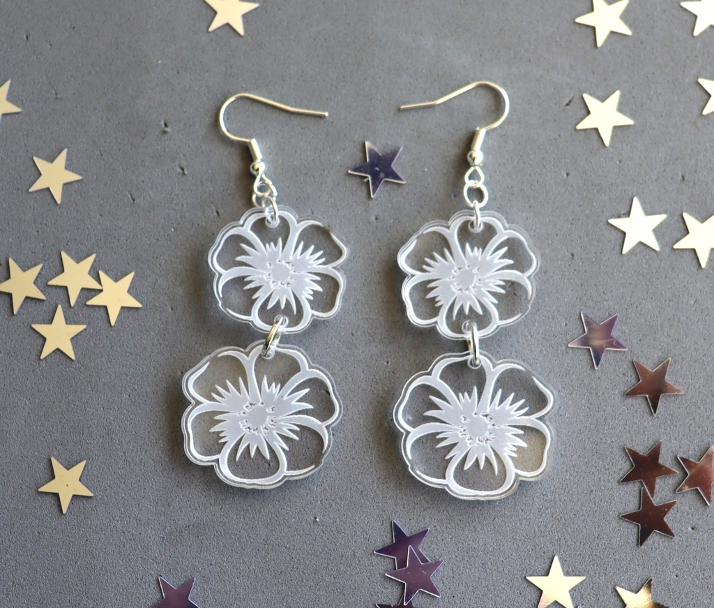 Boucles d'oreilles fleurs rondes 2 parties acrylique