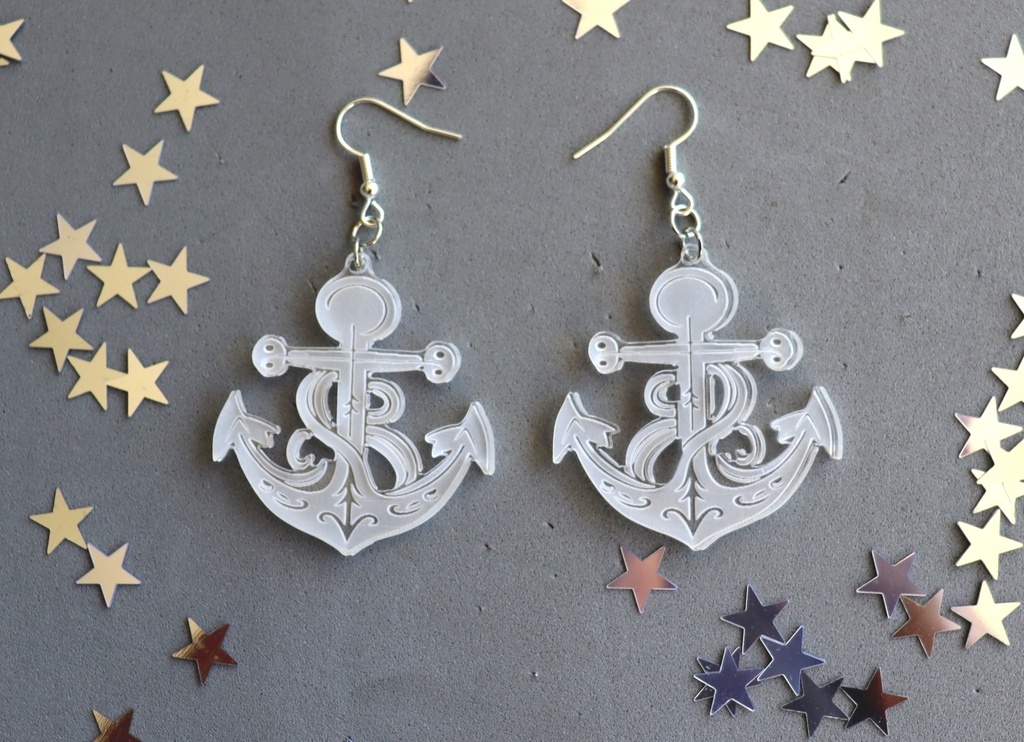 Boucles d'oreilles ancre bateau acrylique