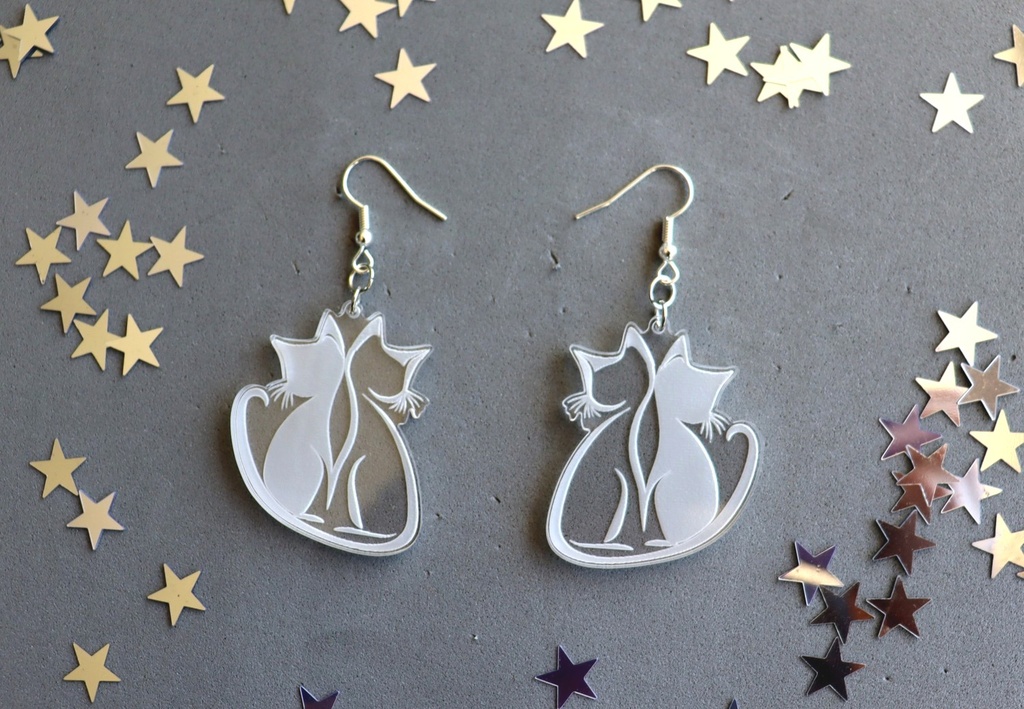 Boucles d'oreilles deux chats acrylique