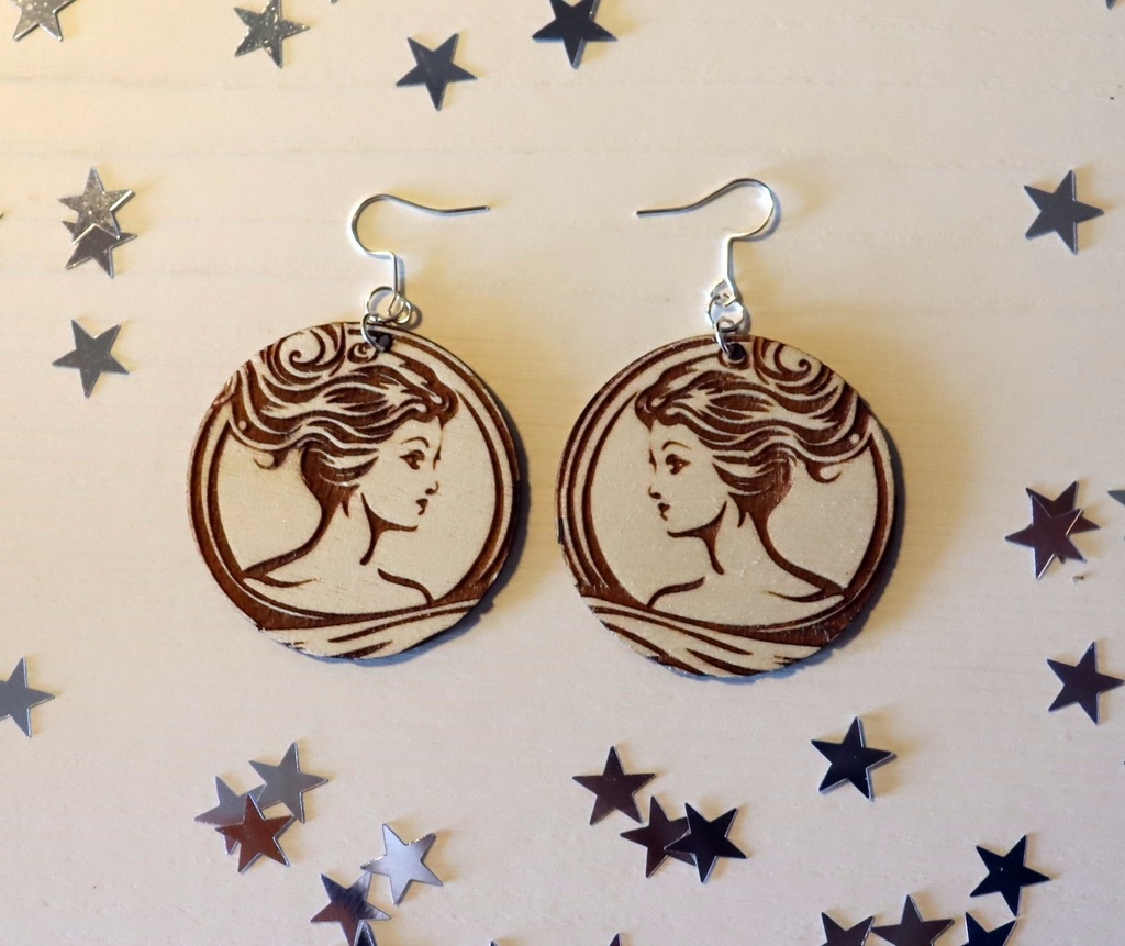 Boucles d'oreilles femme bois