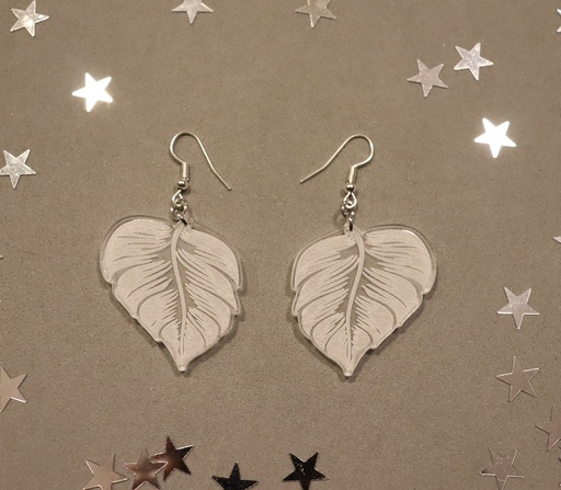 Boucles d'oreilles feuille ape acrylique