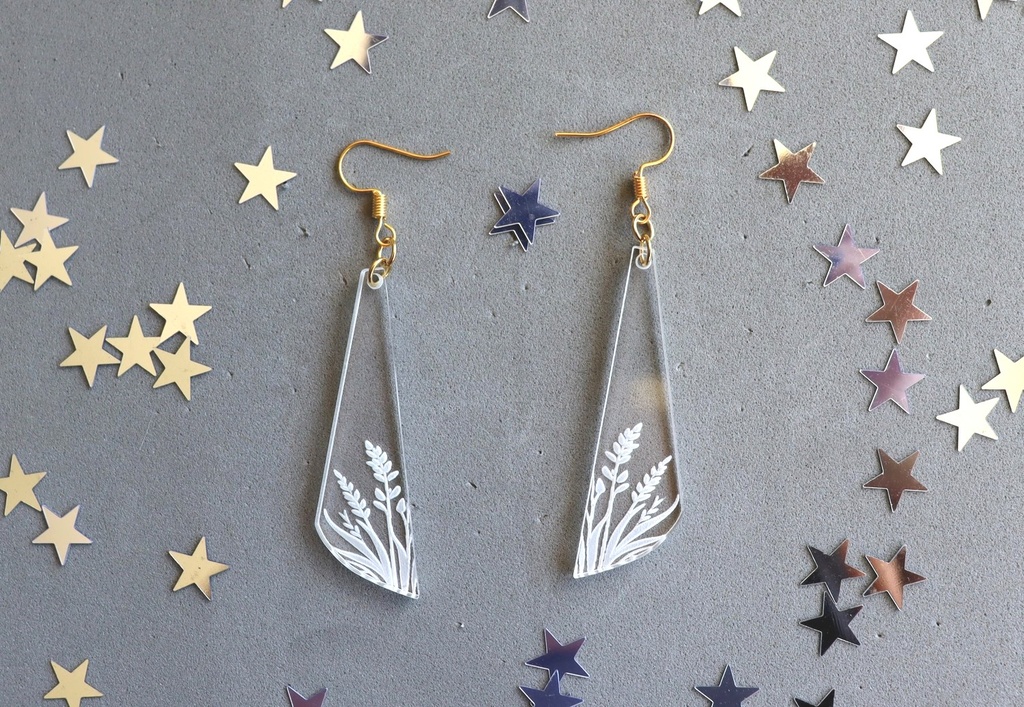 Boucles d'oreilles roseaux plexi
