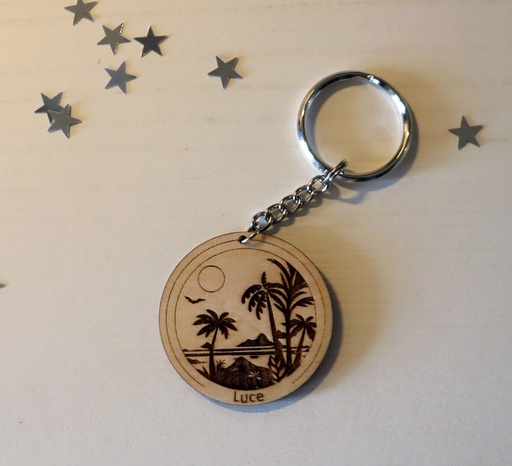 [PCBOIPS001] Porte-clé île + prénom en bois