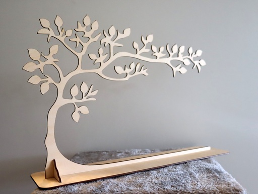 [PADLBO001] Présentoir arbre demi-lune pour pendentifs en bois