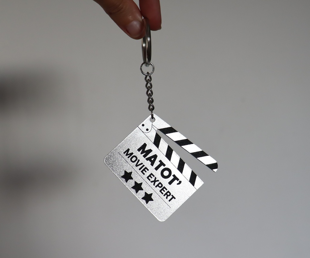 Porte-clé personnalisé en acrylique chrome & noir