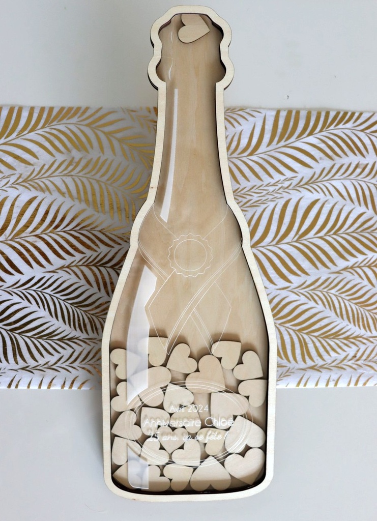 [LOBAPE001] Livre d'or "Champagne" en bois & acrylique