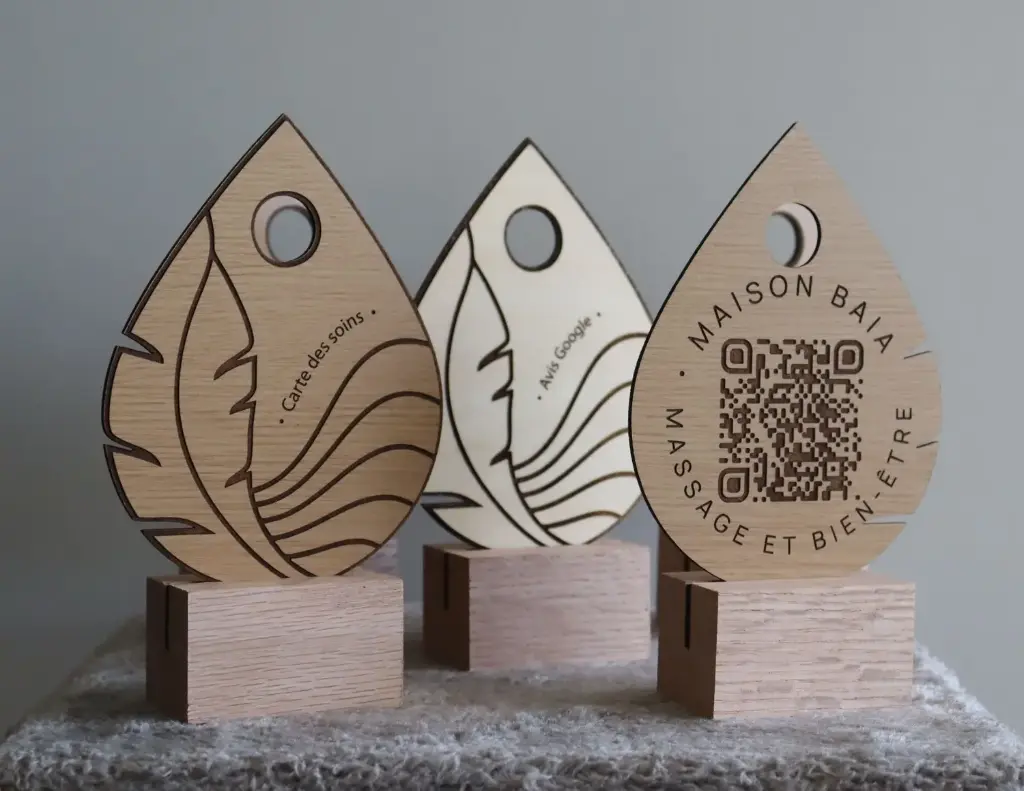 [PQRBOPE001] Présentoir avec QR code en bois