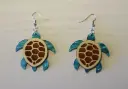 Boucles d'oreilles tortue bleue bois & acrylique