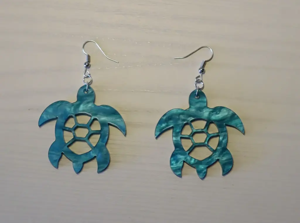 Boucles d'oreilles tortue bleue acrylique