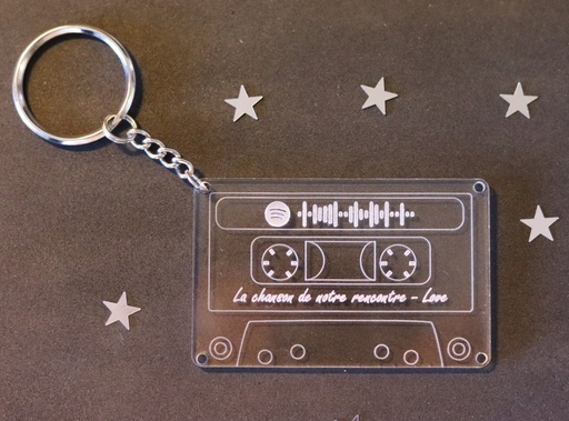 [PCPECPE001] Porte-clés Cassette avec lien audio Spotify en plexi