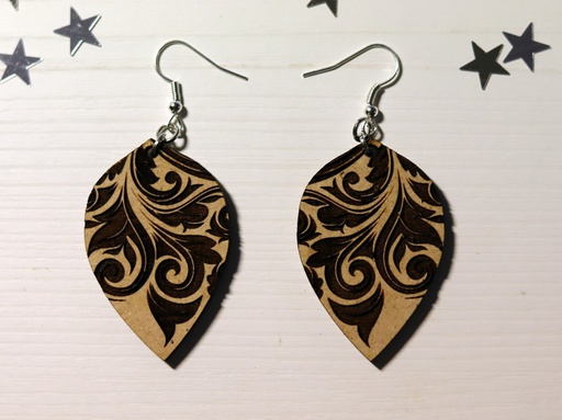 [BOBOFL001] Boucles d'oreilles florales bois