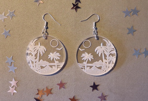 [BOBLPT001] Boucles d'oreilles paysage Tahiti acrylique
