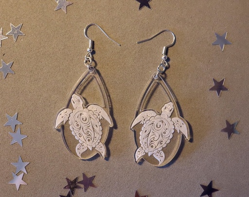 [BOPLTO001] Boucles d'oreilles tortue acrylique