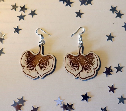 [BOBOGB001] Boucles d'oreilles ginkgo biloba bois