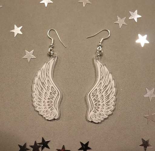 [BOPLAA002] Boucles d'oreilles ailes d'ange acrylique