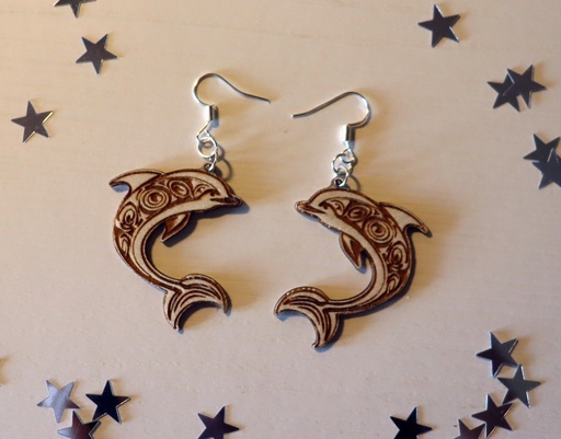 [BOBODA001] Boucles d'oreilles dauphins bois