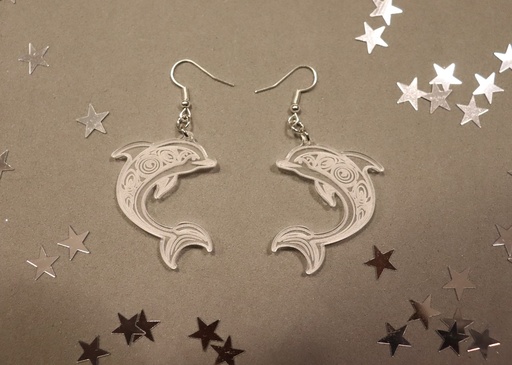 [BOPLDA001] Boucles d'oreilles dauphin acrylique