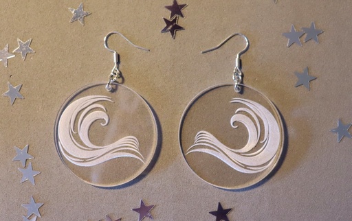 [BOPLVA001] Boucles d'oreilles rondes vague acrylique