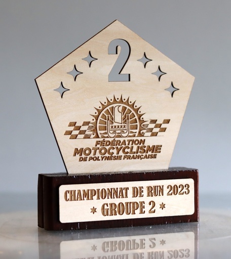 [TRBOPE001] Trophée personnalisé en bois bi matière