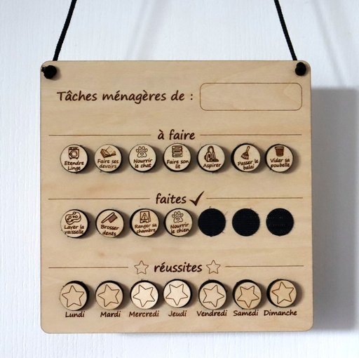 Tableau des tâches ménagères pour enfant