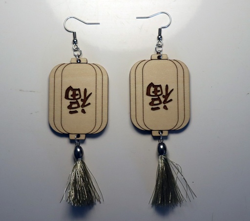 [BOBONAC_001] Boucles d'oreilles chinoises Lanternes bois